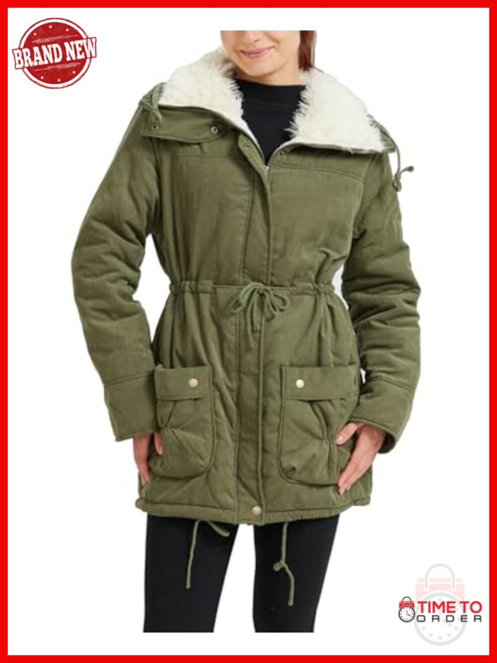 Women's Winter Wool Lined Jacket Mid Length Warm Faux Lamb Coat